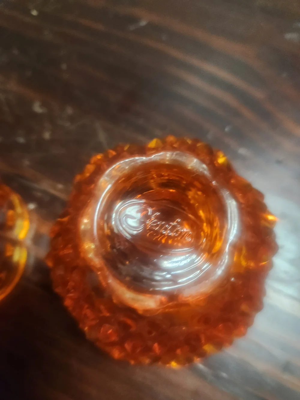 Amber Hobnail Glass Votive Holder